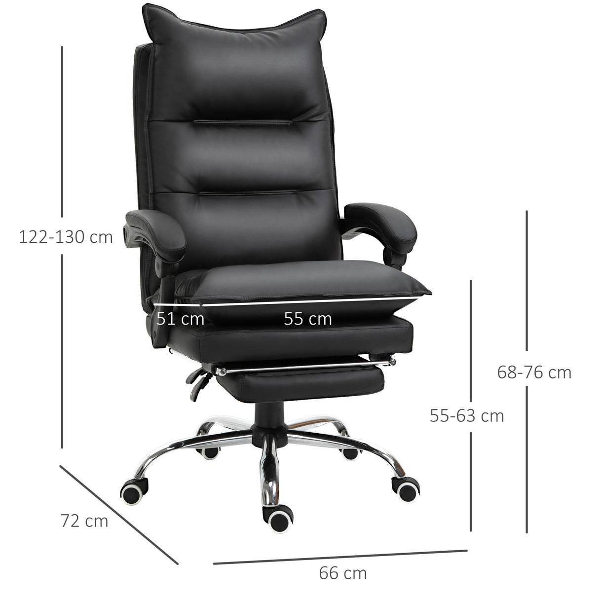 easycomfort easycomfort poltrona da ufficio in finta pelle nera sedia direzionale altezza regolabile con schiena alta reclinabile 155 e poggiapiedi ean 8054144139029