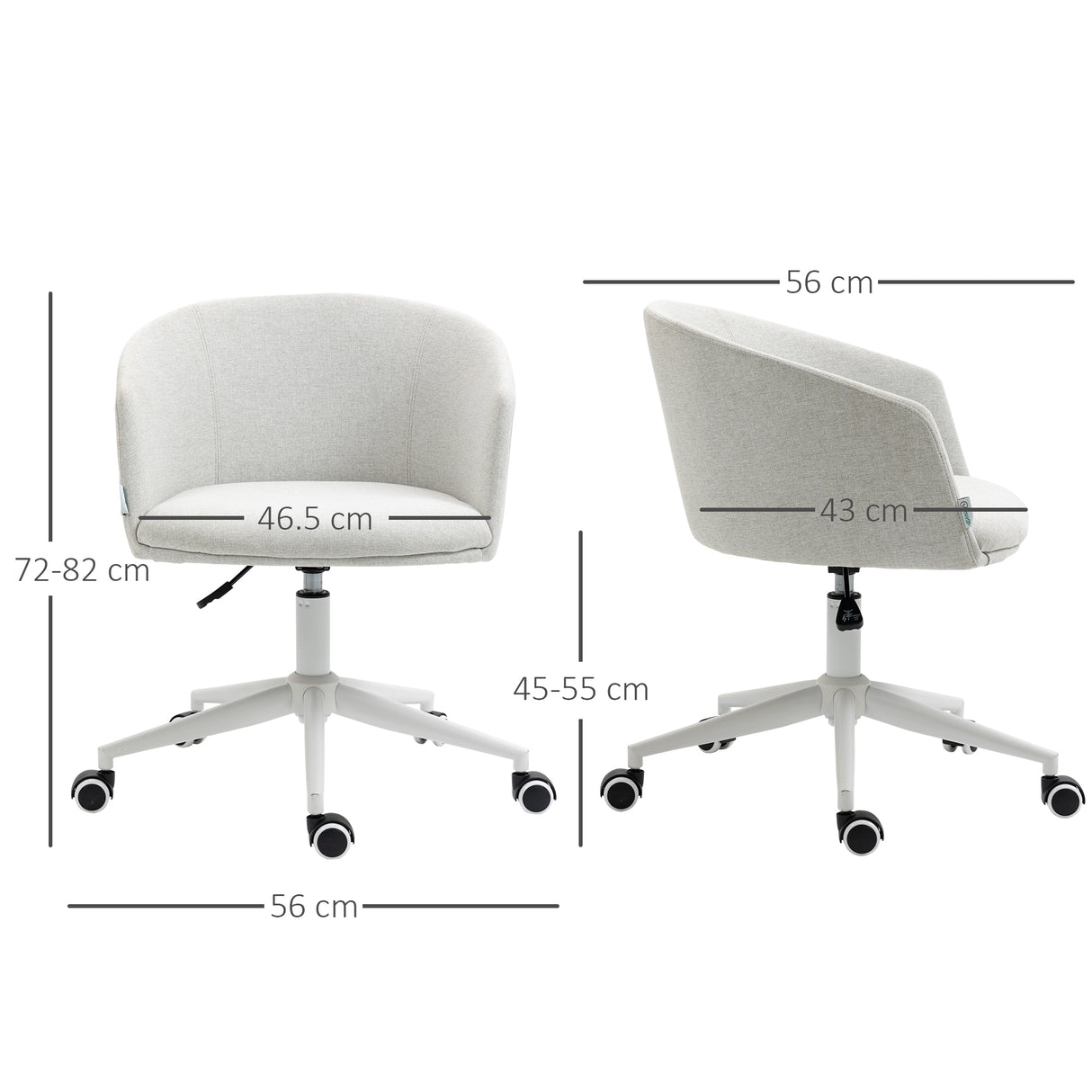 easycomfort easycomfort sedia da ufficio con altezza regolabile ruote e seduta girevole in tessuto grigio chiaro