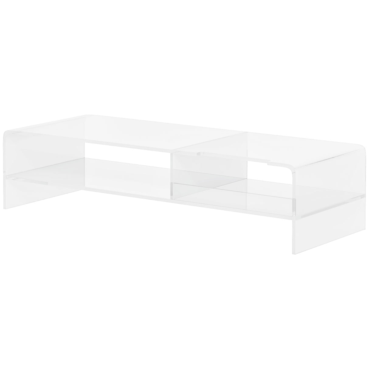 easycomfort easycomfort supporto monitor pc 24 max con 2 ripiani aperti in acrilico trasparente 50 8x19x12 cm