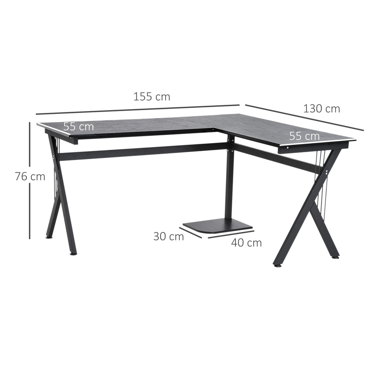 easycomfort easycomfort scrivania angolare per ufficio in legno nero 155x130x76cm ean 8054144139142