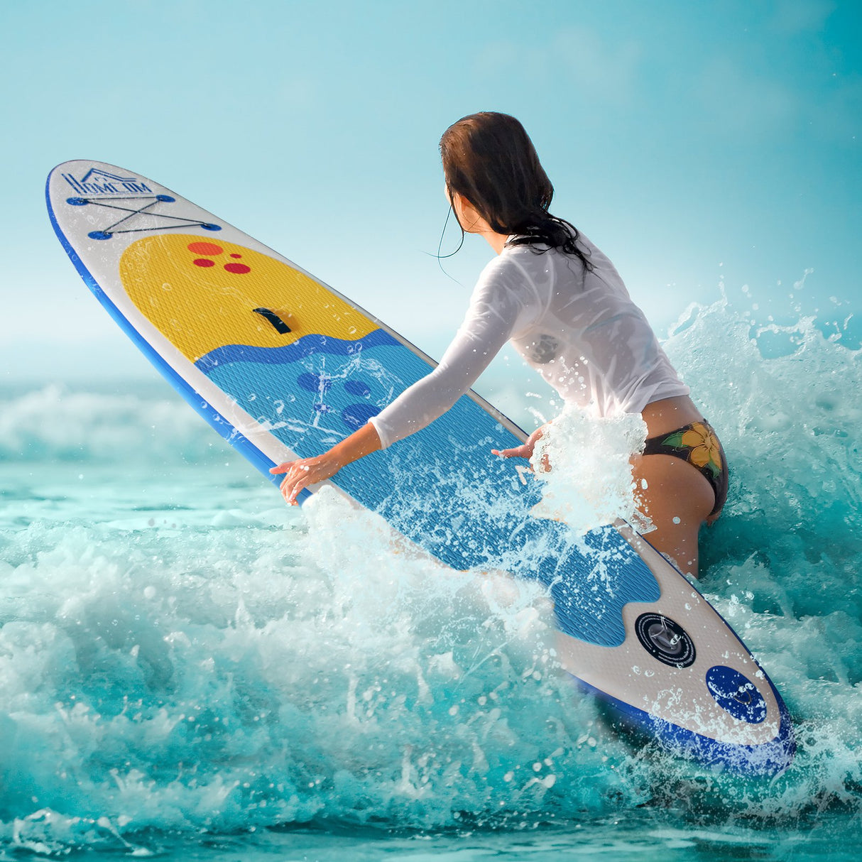 easycomfort easycomfort tavola gonfiabile sup stand up paddle con pagaia regolabile blu 305x76x10cm