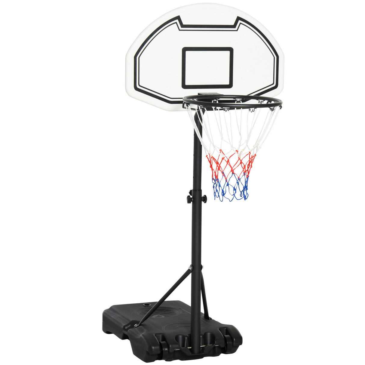 easycomfort canestro basket per bambini ad altezza regolabile 132.5 161.5 cm con base riempibile e ruote multicolore