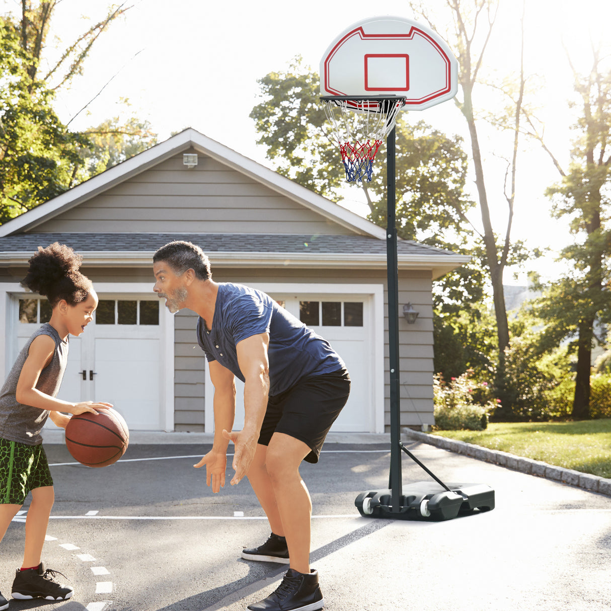easycomfort canestro da basket da esterno con supporto e altezza regolabile in acciaio