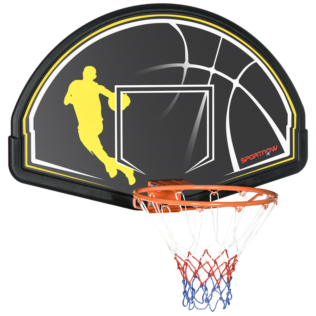 easycomfort canestro basket per bambini e adulti da indoor e outdoor in acciaio e pe 110x90x70 cm nero e giallo 36766