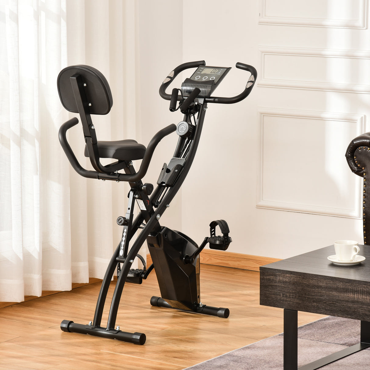 easycomfort easycomfort cyclette pieghevole in acciaio con maniglie e bande elastiche