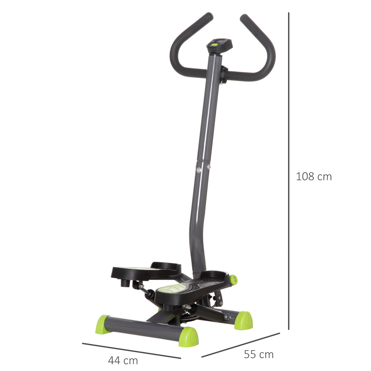easycomfort easycomfort stepper con manubrio e monitor lcd pedali antiscivolo e struttura in acciaio e abs grigioverde