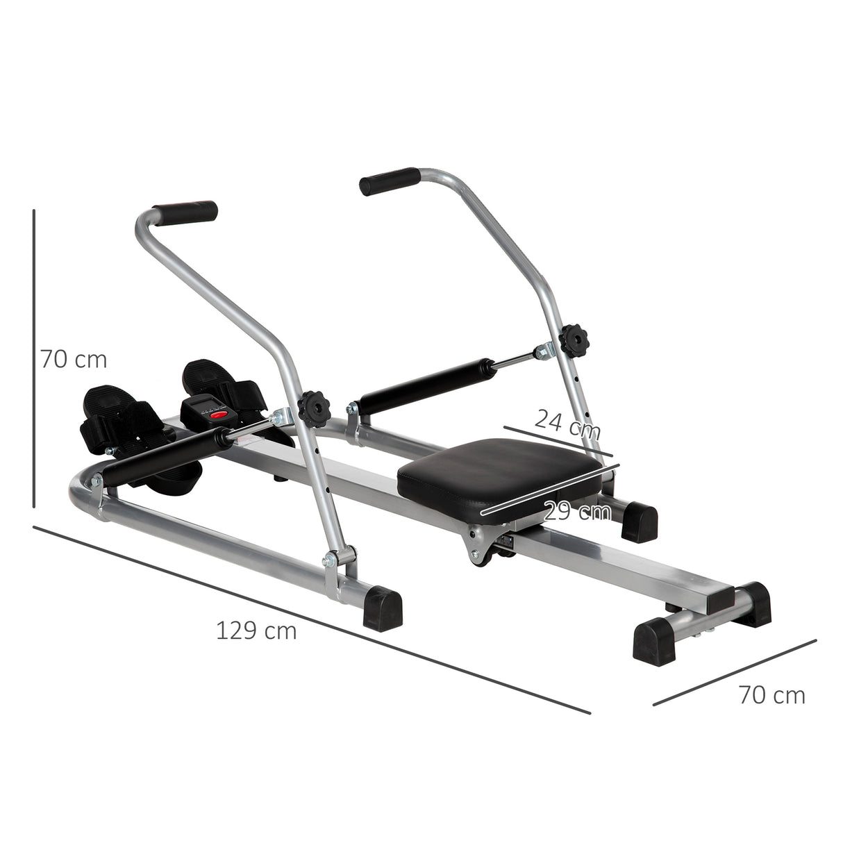 easycomfort vogatore pieghevole 4 livelli di resistenza e display acciaio e abs 129x70x70 cm