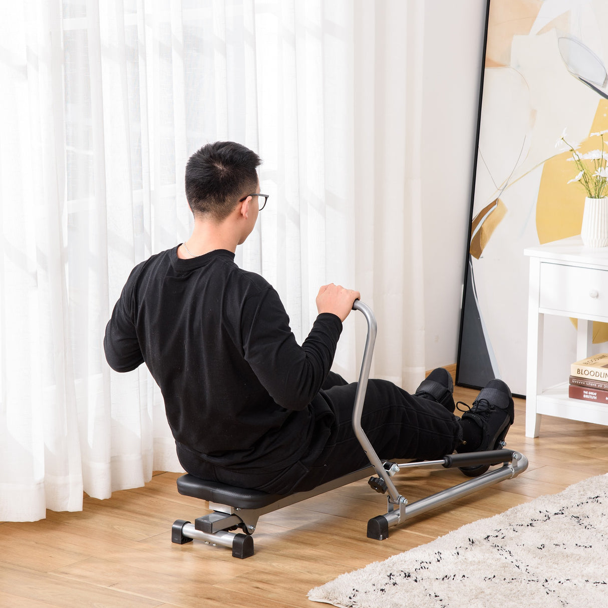 easycomfort vogatore pieghevole 4 livelli di resistenza e display acciaio e abs 129x70x70 cm