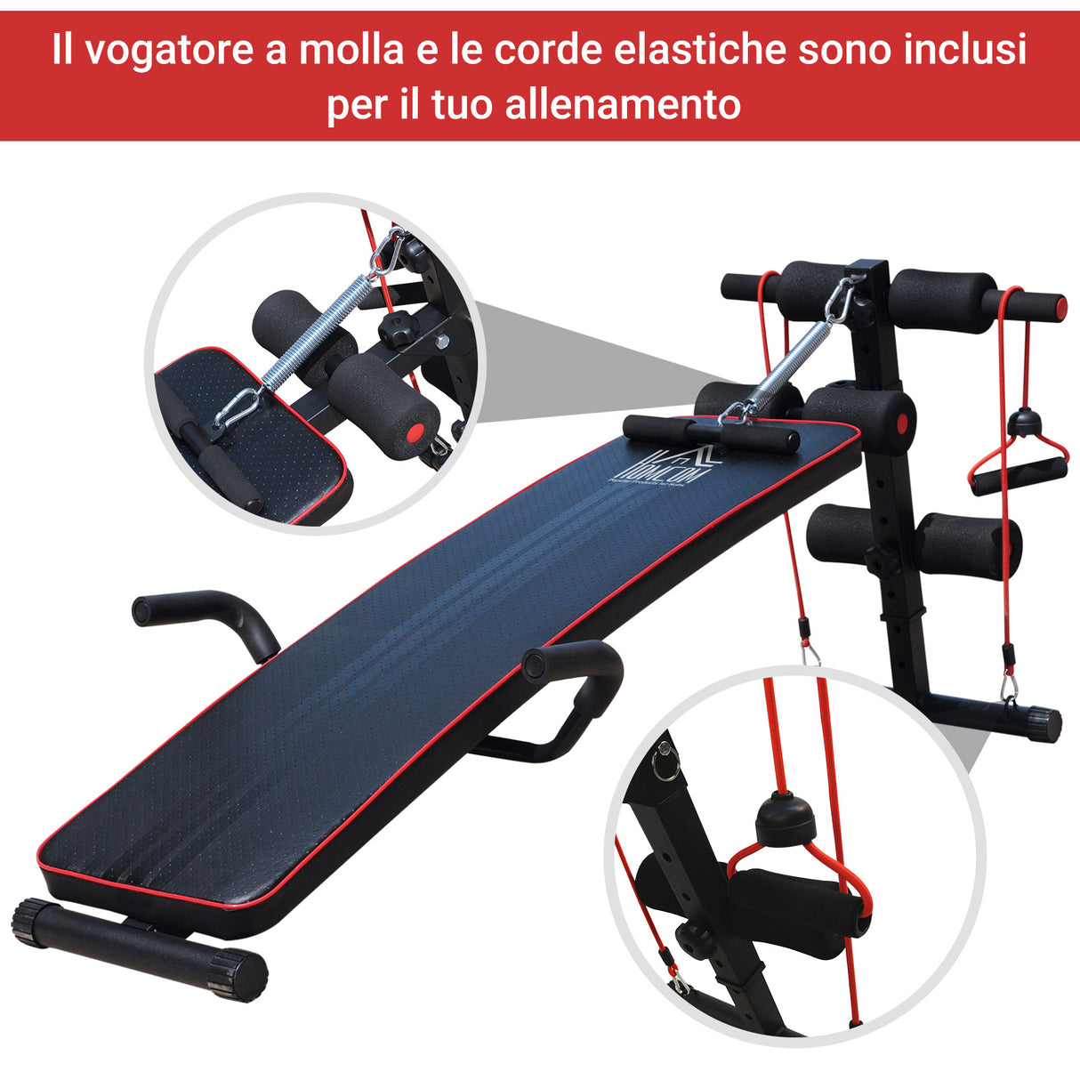 easycomfort easycomfort panca per addominali inclinata multifunzione e regolabile 56.5 x 135 cm