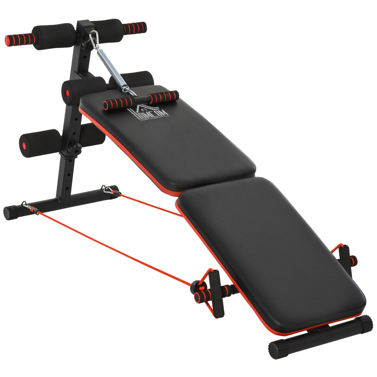easycomfort easycomfort panca per addominali pieghevole e regolabile con imbottitura nera e rossa