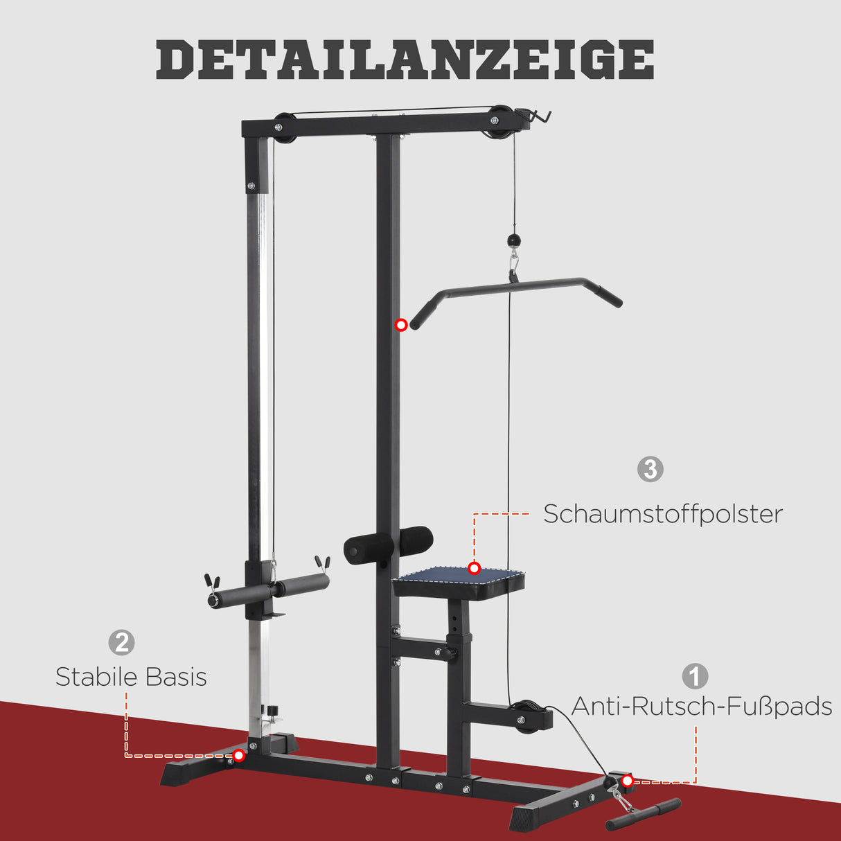 easycomfort easycomfort stazione fitness pull down da casa con panca e cavo regolabile in acciaio 107x120x190cm nero