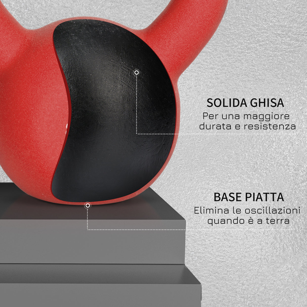 easycomfort kettlebell 10 kg per allenamento bicipiti e spalle in metallo e neoprene 19x12x22 cm rosso