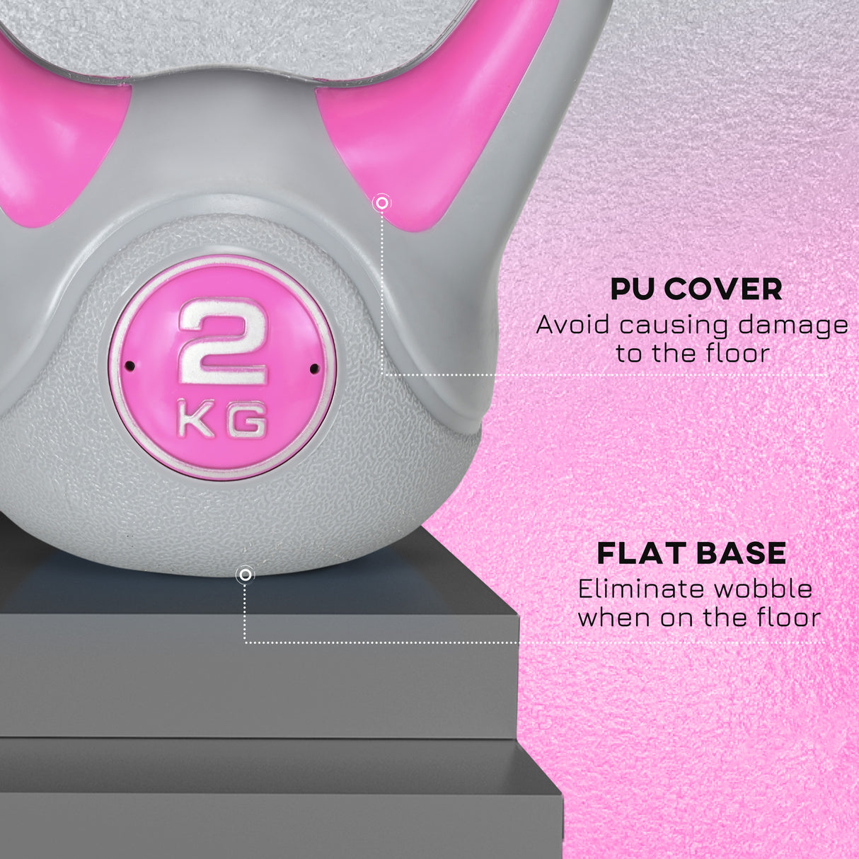 easycomfort easycomfort kettlebell 8kg in pu e sabbia con base piatta e impugnatura per stacchi squat e sollevamenti 18x10x20 cm rosa