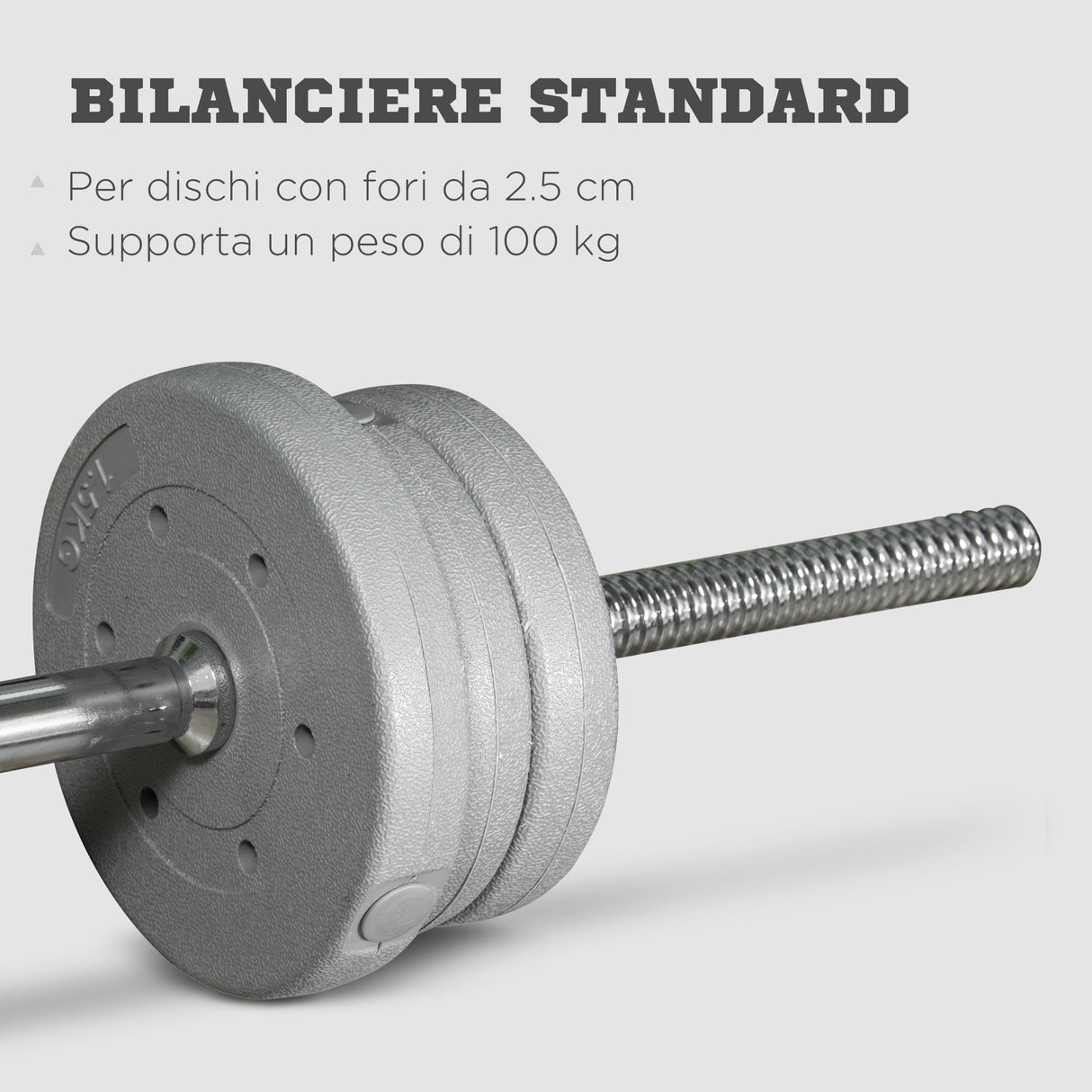 easycomfort bilanciere da squat stacchi da terra e sollevamenti per pesi da o2.5 cm da 100kg mx in acciaio o2.5x170 cm argento