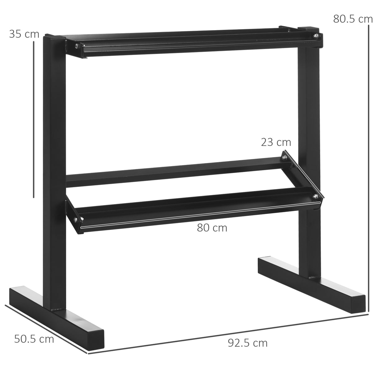 easycomfort porta pesi con 2 ripiani in acciaio per palestra casa e ufficio 92.5x50.5x80.5cm nero