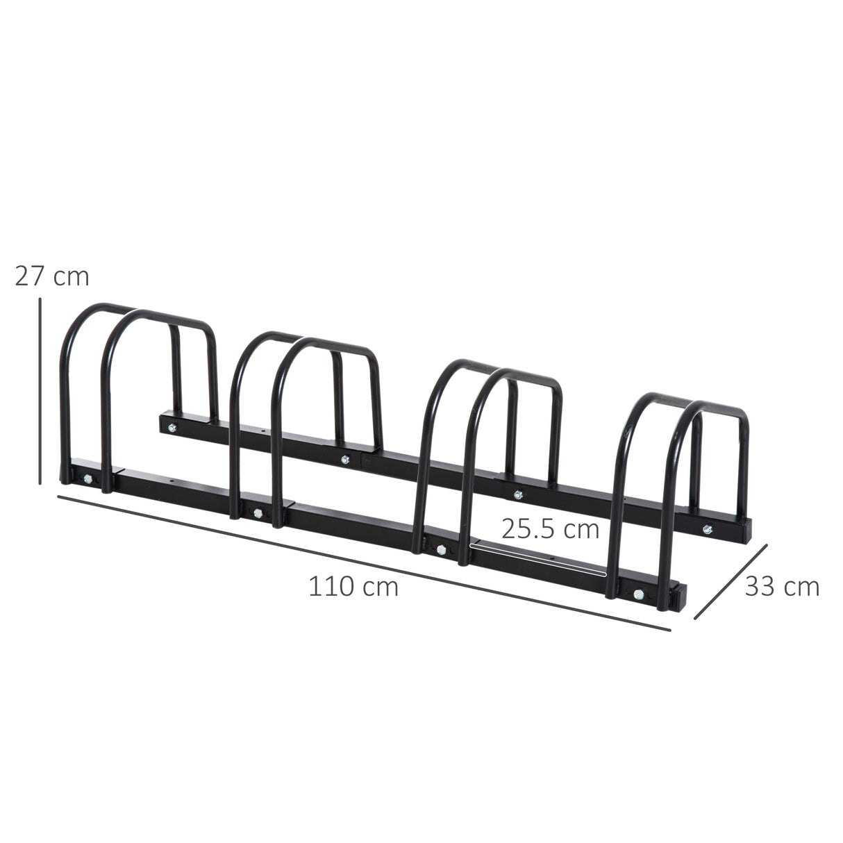 easycomfort easycomfort rastrelliera portabiciclette parcheggio per 4 biciclette in acciaio 110x33x27 cm nero