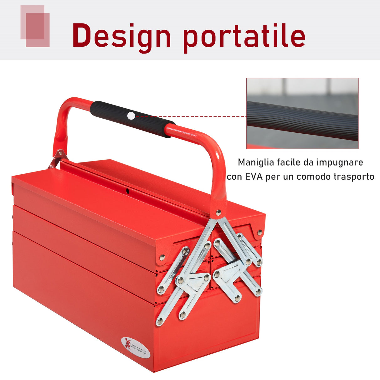 easycomfort easycomfort cassetta porta attrezzi in metallo pieghevole 5 vassoi 3 ripiani