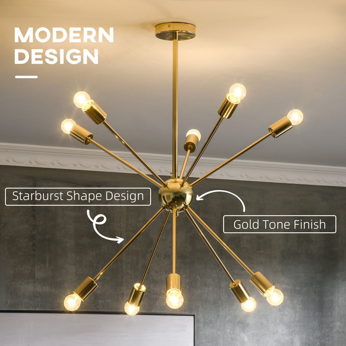 easycomfort easycomfort lampada a sospensione in metallo oro con 10 luci per cucina soggiorno e camera da letto 65x65x78 5 cm