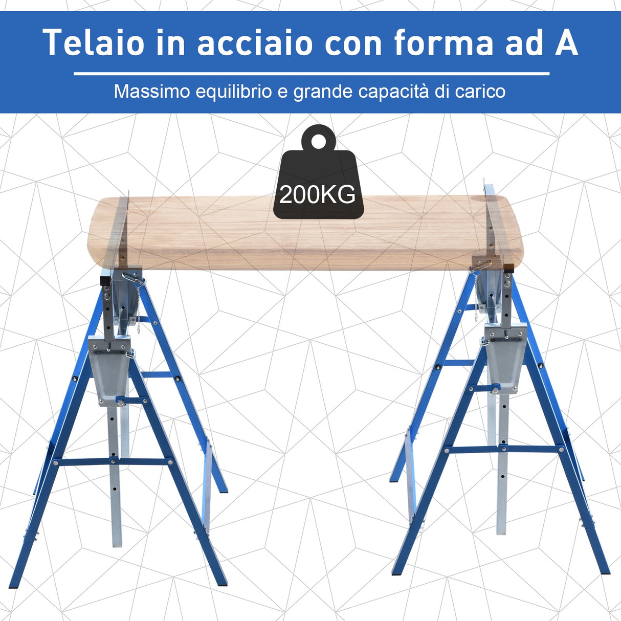 easycomfort easycomfort set 2 cavalletti da lavoro pieghevoli telescopici in tubi d acciaio 68 x 58 x 80