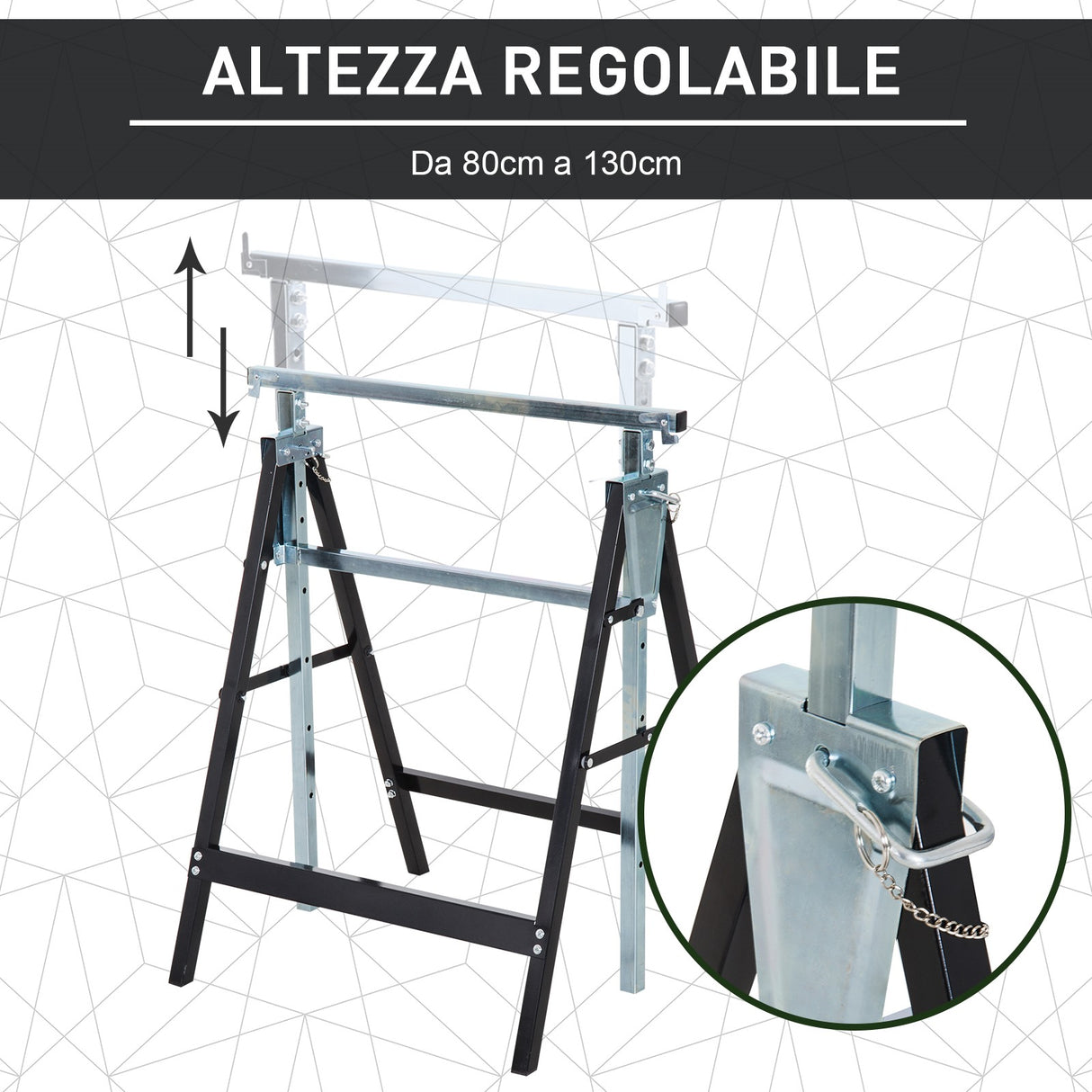 easycomfort set 2 cavalletti da lavoro pieghevoli telescopici altezza regolabile in tubi d acciaio
