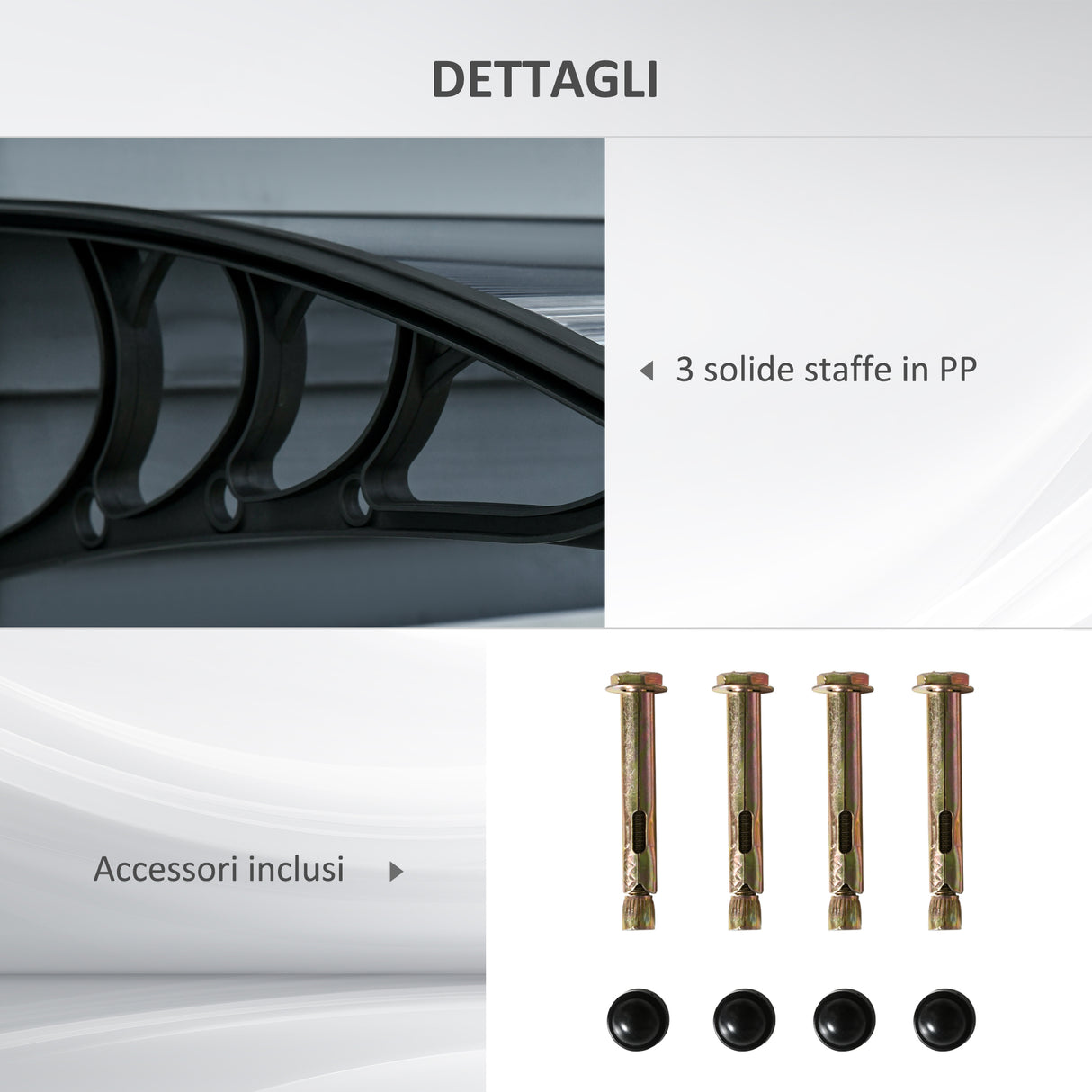 easycomfort tettoia in policarbonato anti uv da esterno per porte e finestre 200x80cm 30045