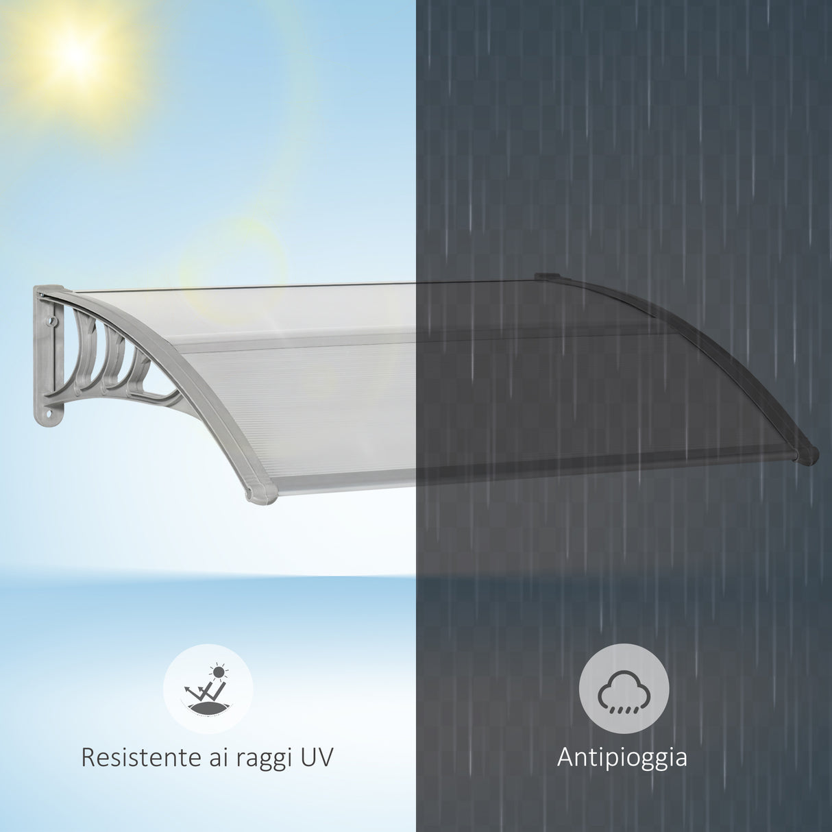 easycomfort tettoia in policarbonato anti uv da esterno per porte e finestre 200x80cm