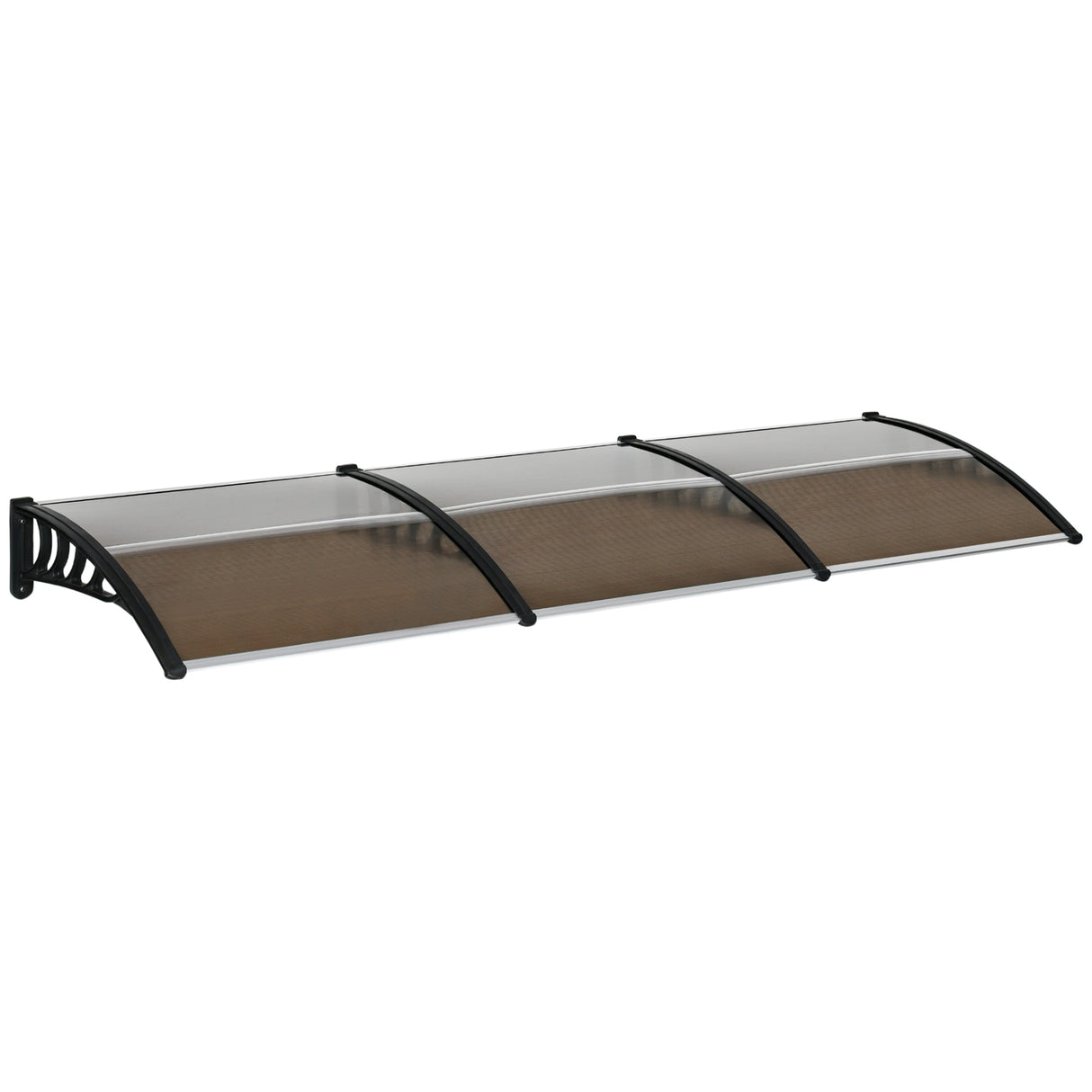 easycomfort easycomfort pensilina da esterno per finestre e porte in policarbonato e alluminio 303x100x26cm marrone