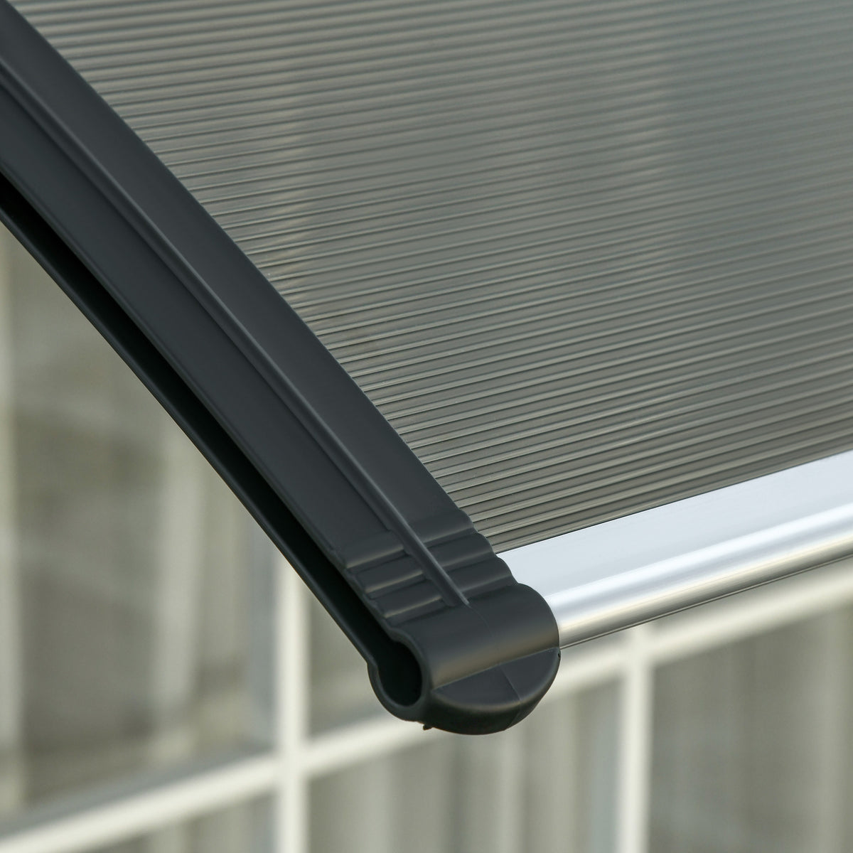 easycomfort tettoia da esterno in policarbonato per porte e finestre con kit montaggio 100x100x26cm marrone