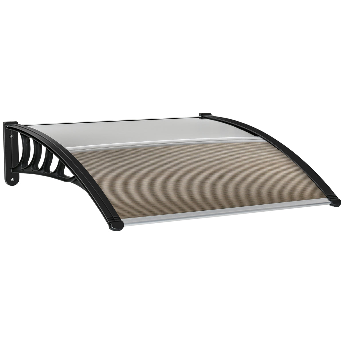 easycomfort tettoia da esterno in policarbonato per porte e finestre con kit montaggio 100x100x26cm marrone