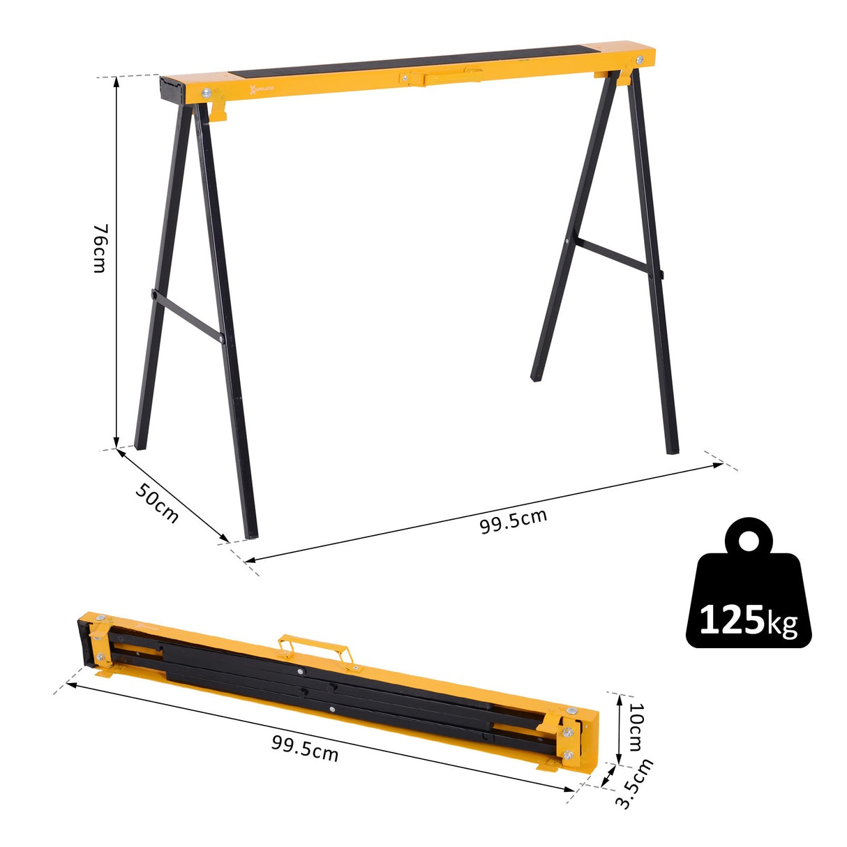easycomfort easycomfort set 2 cavalletti da lavoro pieghevoli in acciaio portata 250kg