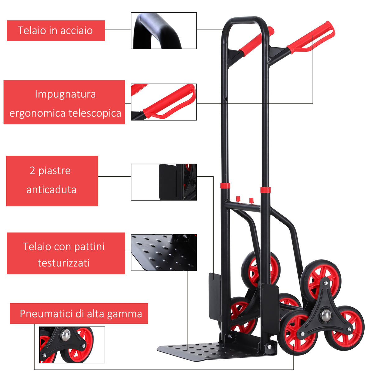 easycomfort easycomfort carrello portapacchi carichi pesanti pieghevole in metallo con 6 ruote per scale carico massimo 150kg