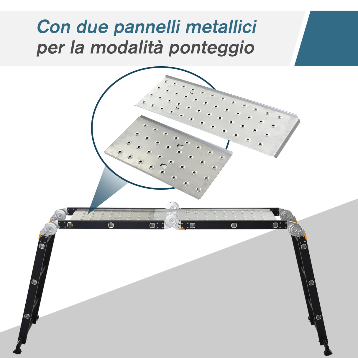 easycomfort scala in alluminio 5 in 1 nera per interni ed esterni carico massimo 150kg 370x61x11 cm