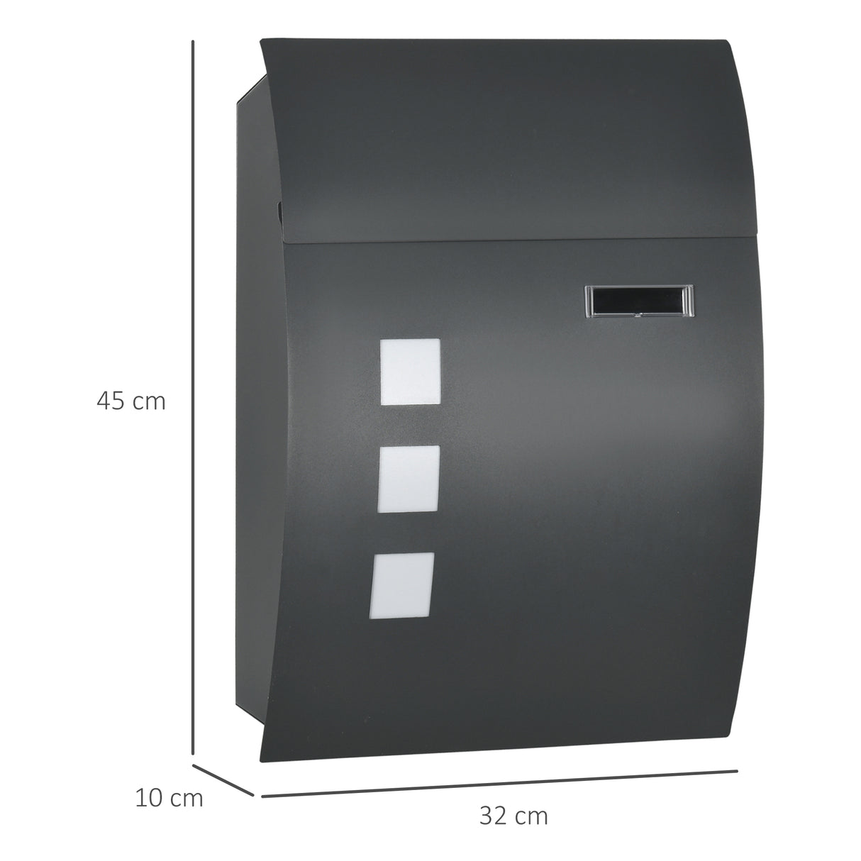 easycomfort cassetta postale ricurva in acciaio con 3 fessure e 2 chiavi di sicurezza 45x10x32 cm grigio