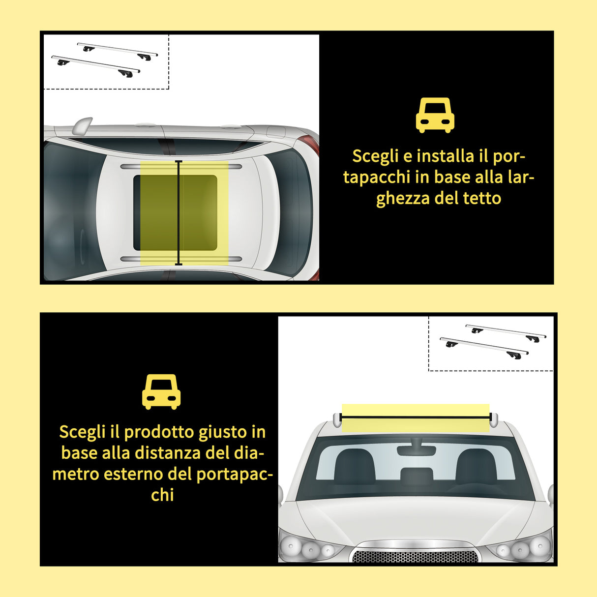 easycomfort barre portapacchi per auto con serratura e chiavi in lega di alluminio 125x5.5x7cm max. 75 kg