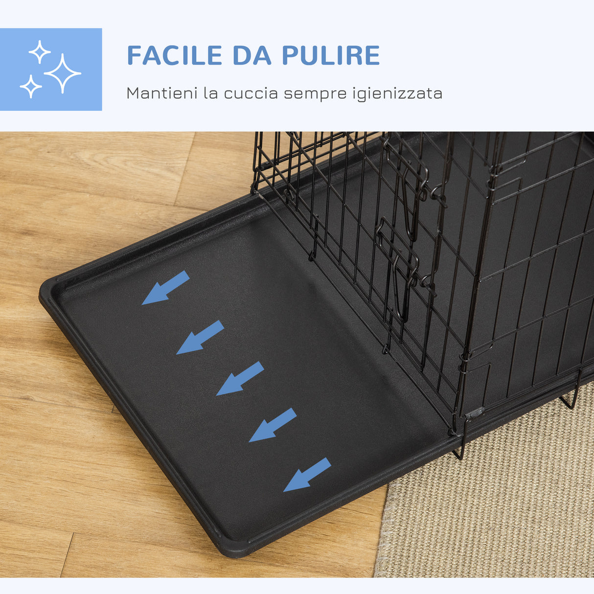 easycomfort easycomfort gabbia trasportino per cani gatti pieghevole in acciaio doppia apertura 76x53x57cm nero