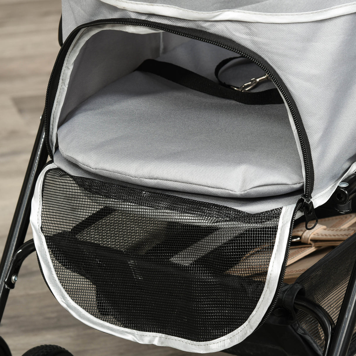 easycomfort passeggino per cani piccoli pieghevole con guinzaglio di sicurezza e cestino portaoggetti grigio