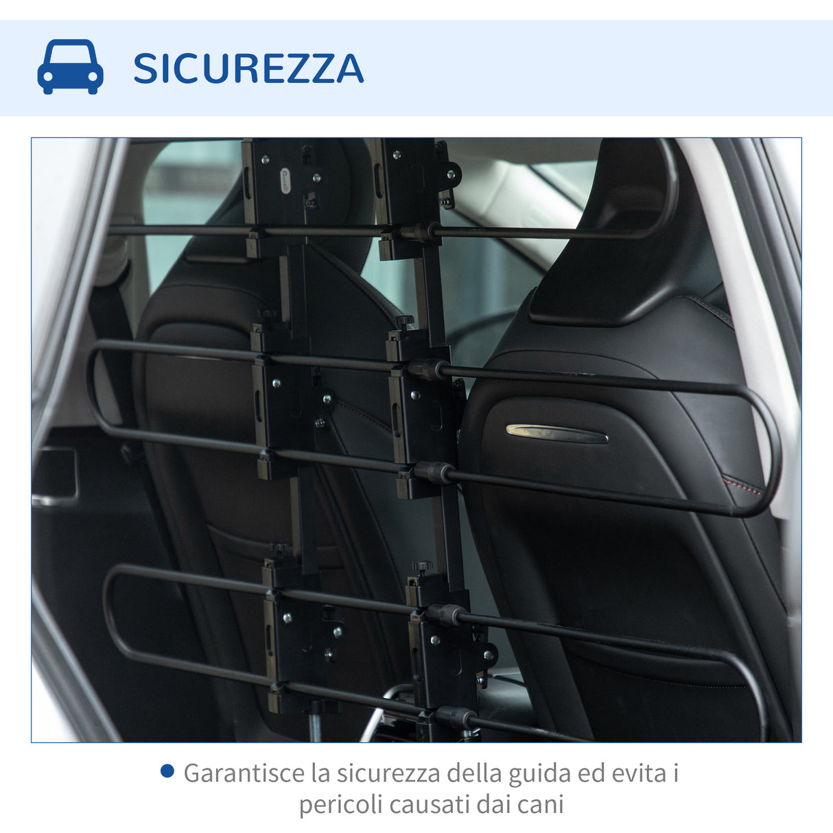 easycomfort divisorio auto per cani in acciaio e pp regolabile in larghezza e altezza 89 150x76 124 cm nero