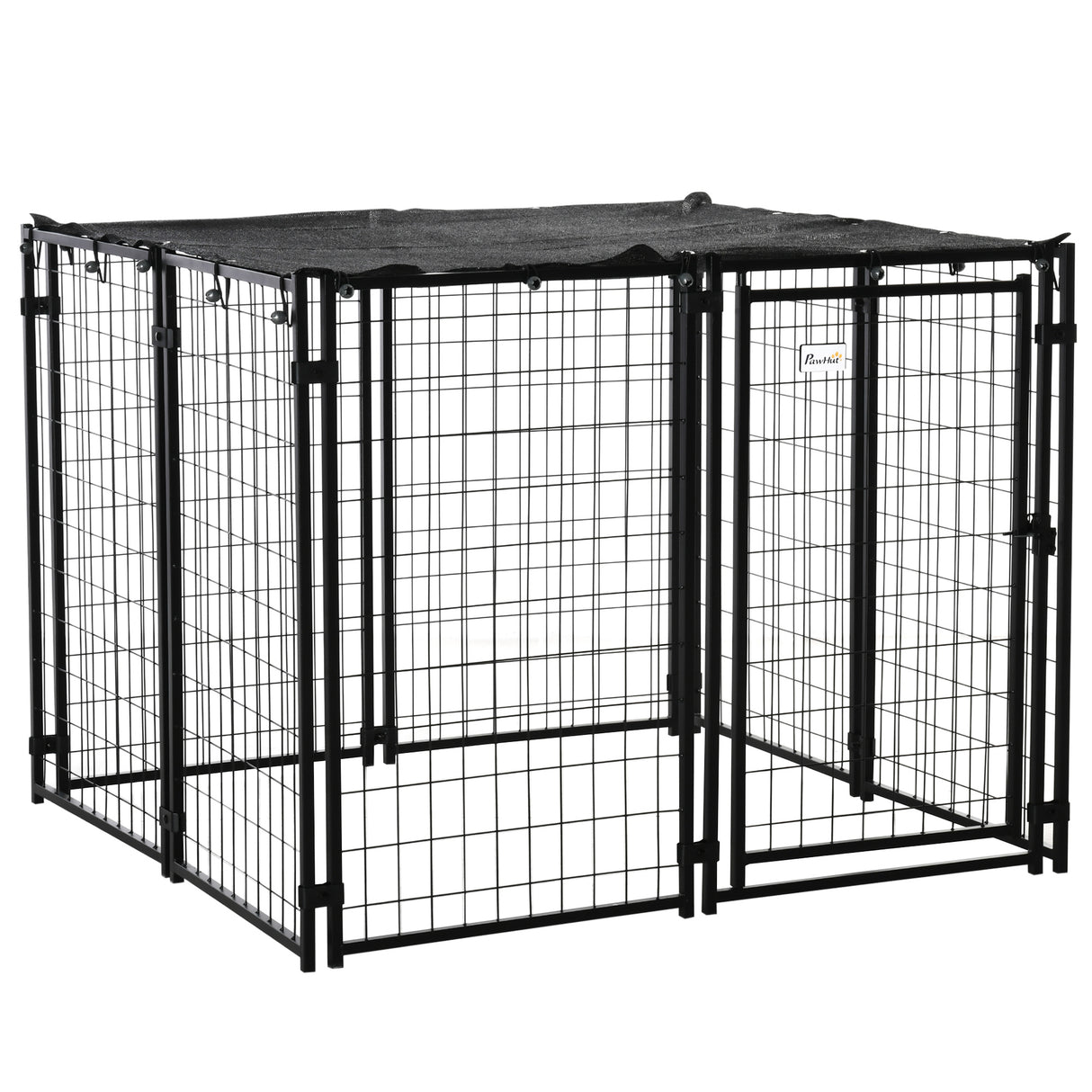easycomfort recinto per cani pieghevole con copertura 8 pannelli con porta bloccabile 141x141x113cm nero