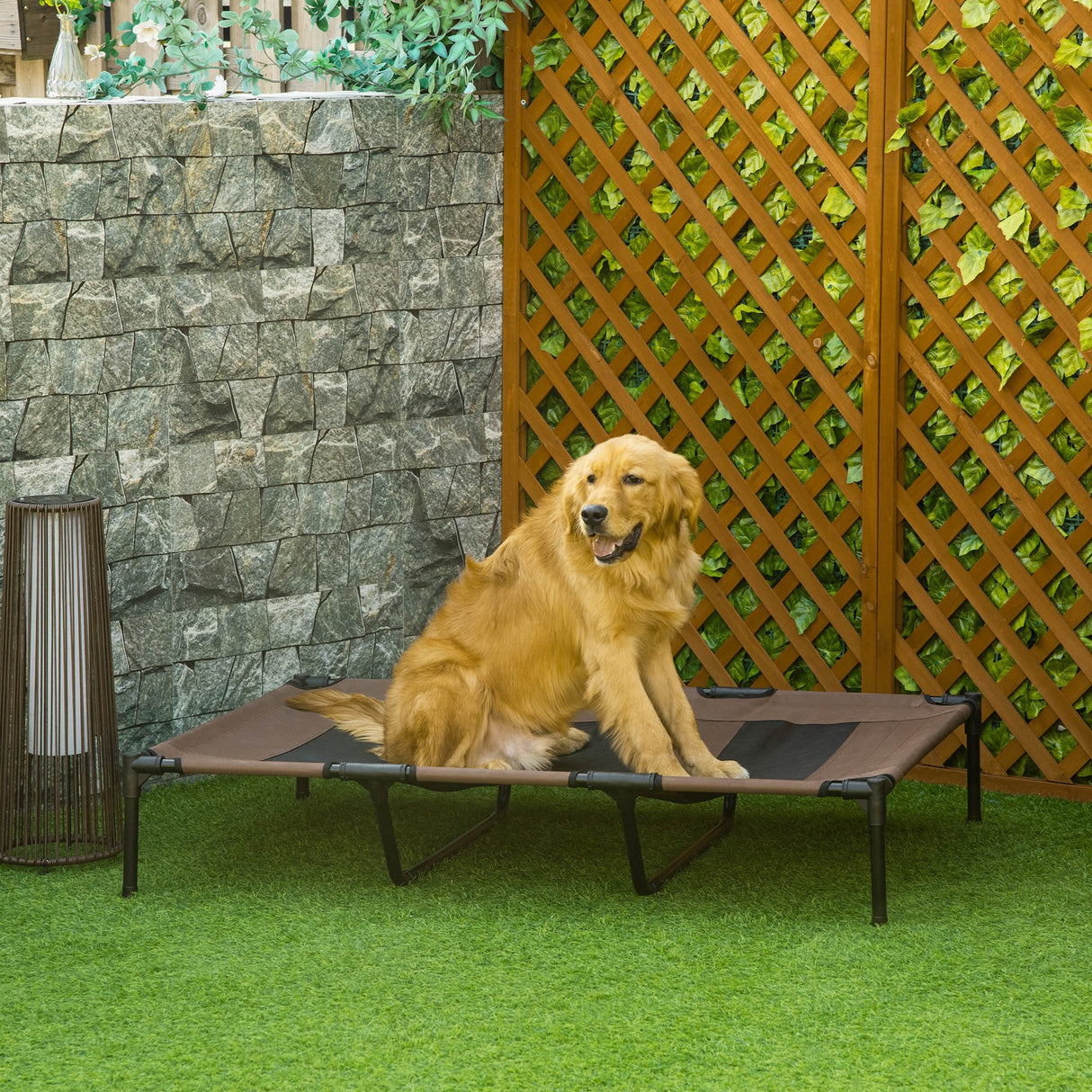 easycomfort easycomfort brandina lettino per cani pieghevole in metallo e tessuto oxford con sacca di trasporto 122x92x23cm marrone e nero