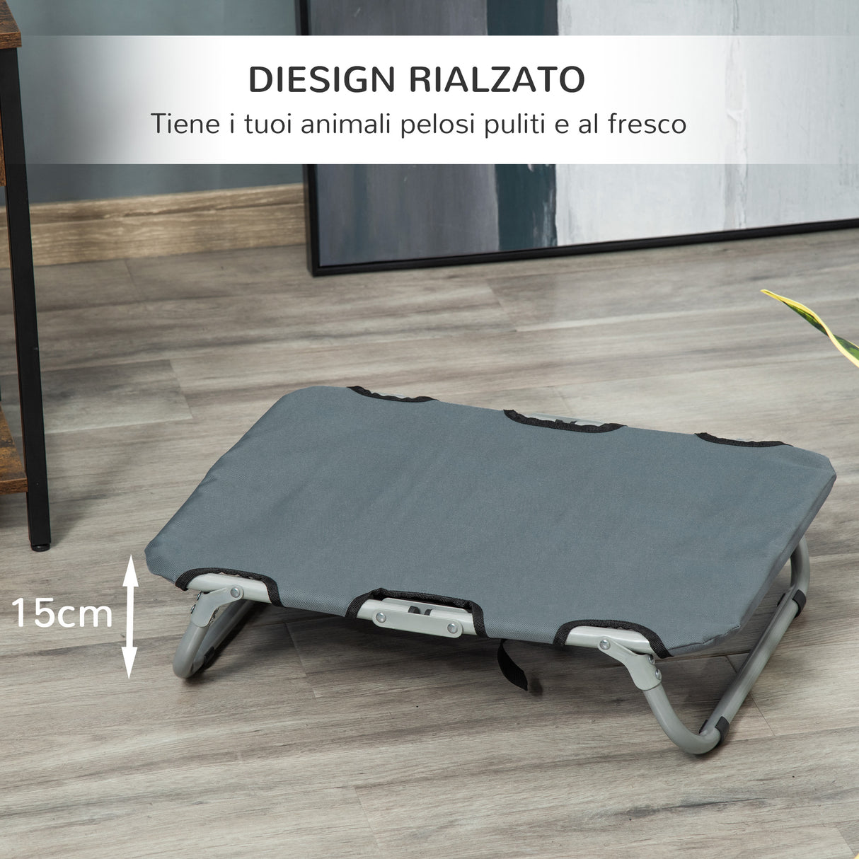 easycomfort easycomfort lettino per cani pieghevole in acciaio e tessuto oxford per interni ed esterni 59x46x15 cm grigia