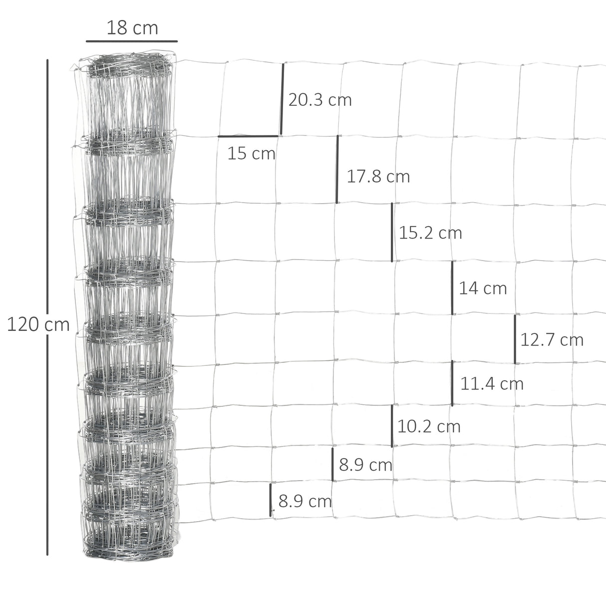 easycomfort rotolo di rete per recinzione metallica zincata da 26.1m altezza 1.2m argento