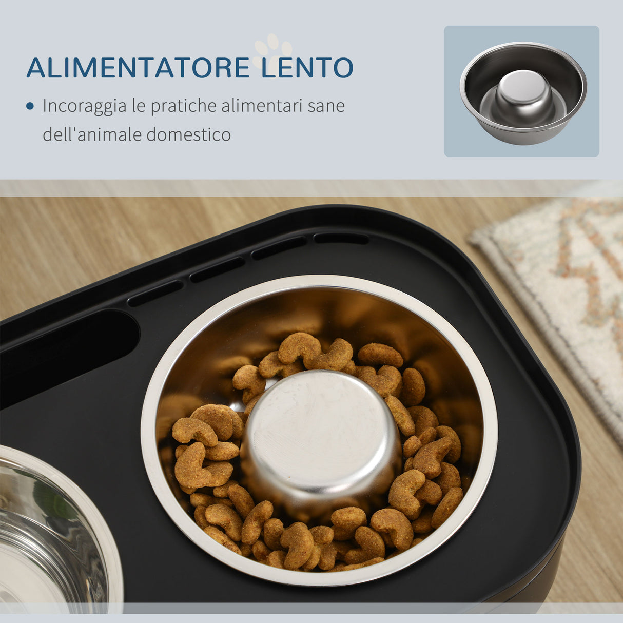 easycomfort easycomfort set di ciotole rialzate per cani in acciaio con altezza regolabile su 4 livelli nero