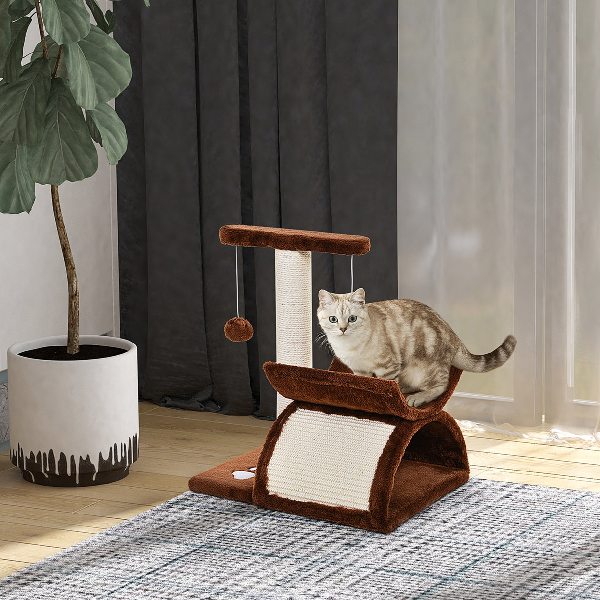 easycomfort easycomfort albero per gatti tunnel in sisal marrone 40x30x43cm