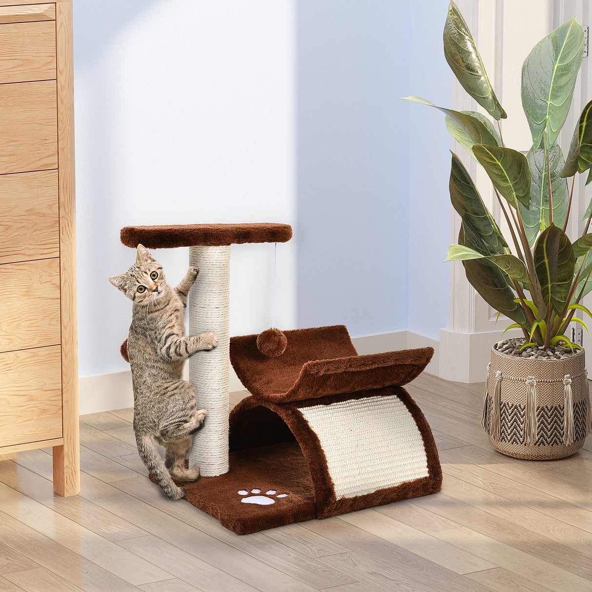 easycomfort easycomfort albero per gatti tunnel in sisal marrone 40x30x43cm