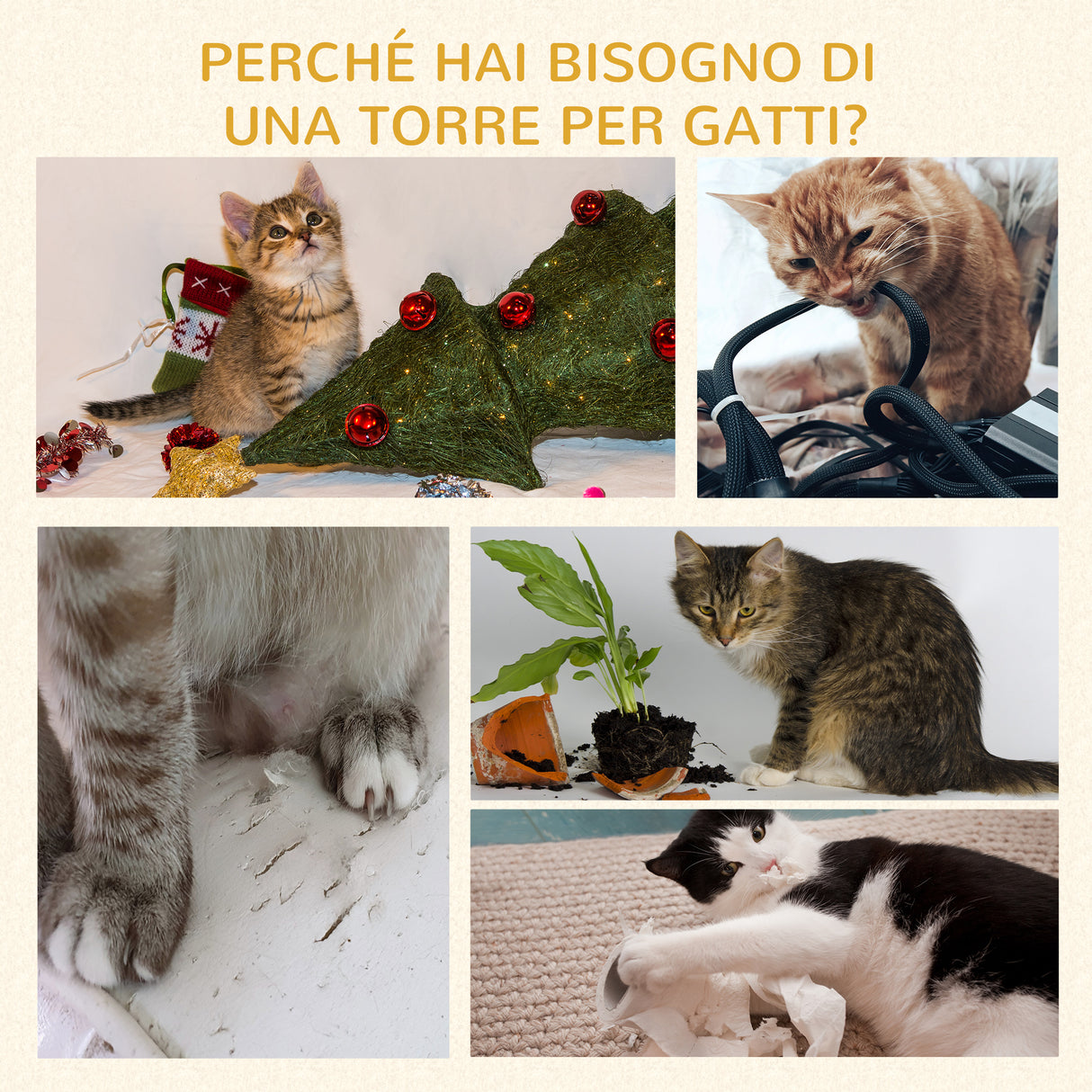 easycomfort easycomfort albero tiragraffi per gatti a 4 livelli in peluche sisal naturale grigio 40x40x132cm