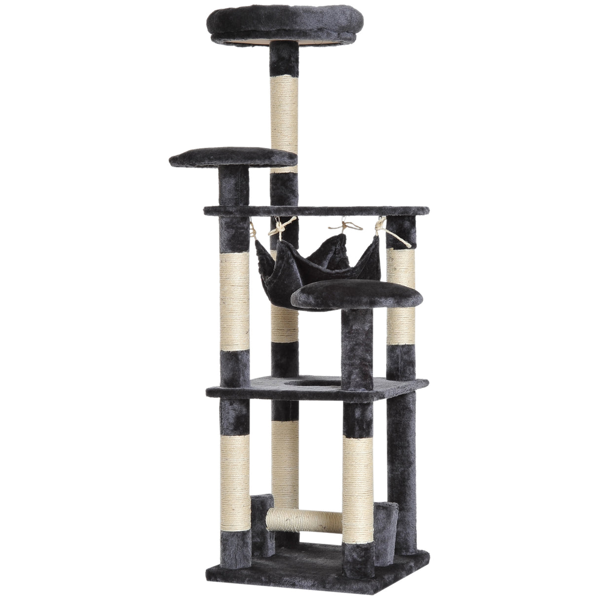 easycomfort easycomfort albero tiragraffi per gatti a 4 livelli in peluche sisal naturale grigio 40x40x132cm