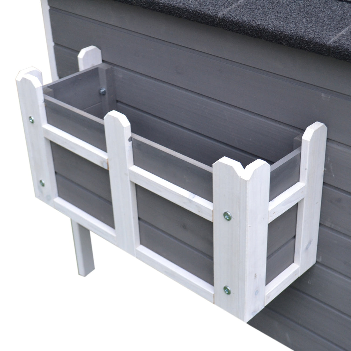 easycomfort easycomfort cuccia da esterno rialzata con balconcino e tetto impermeabile in legno grigio 83x66.5x74.7cm