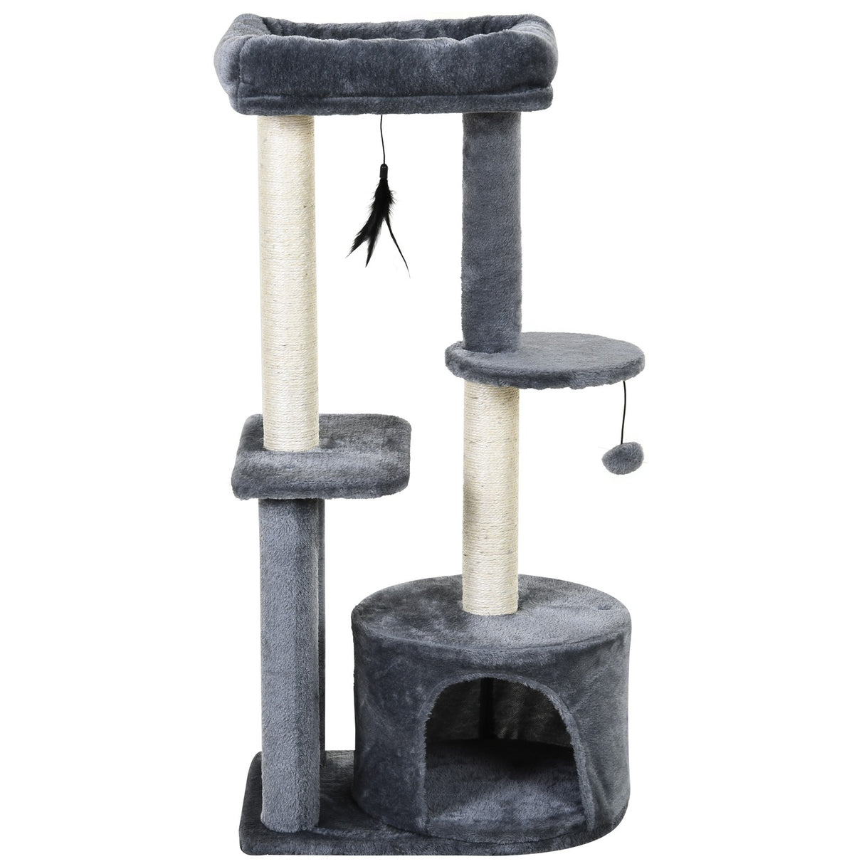 easycomfort easycomfort tiragraffi per gatti con cuccia posatoio e 2 ripiani bianco e grigio 48x35x100cm