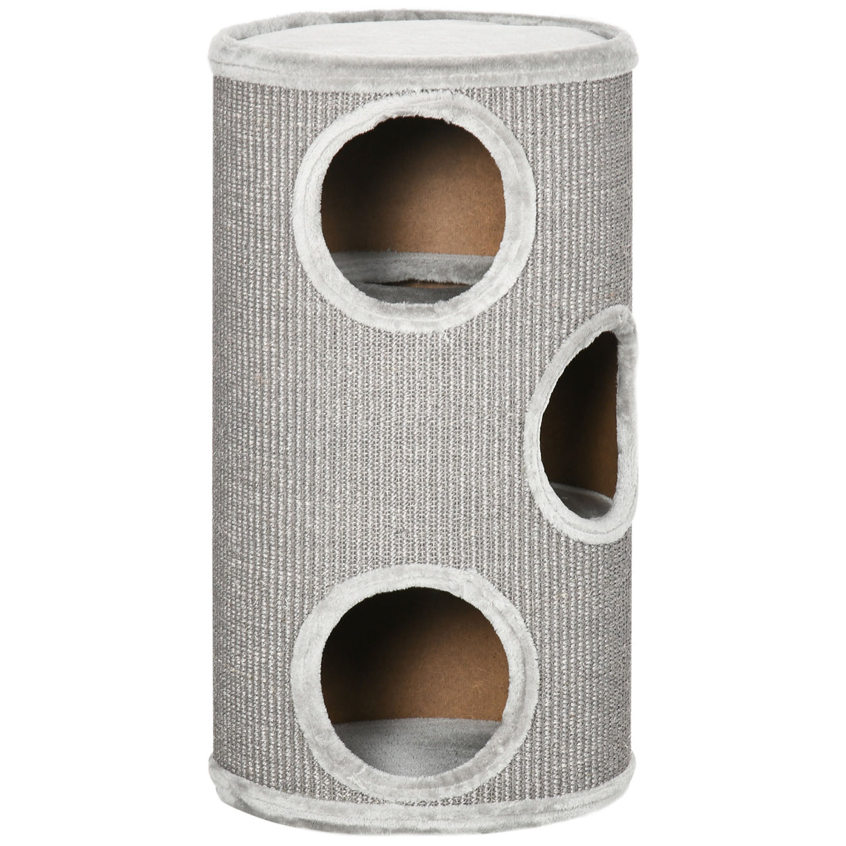 easycomfort cuccia per gatti a 3 livelli con tiragraffi in sisal e peluche o38x70cm grigio chiaro
