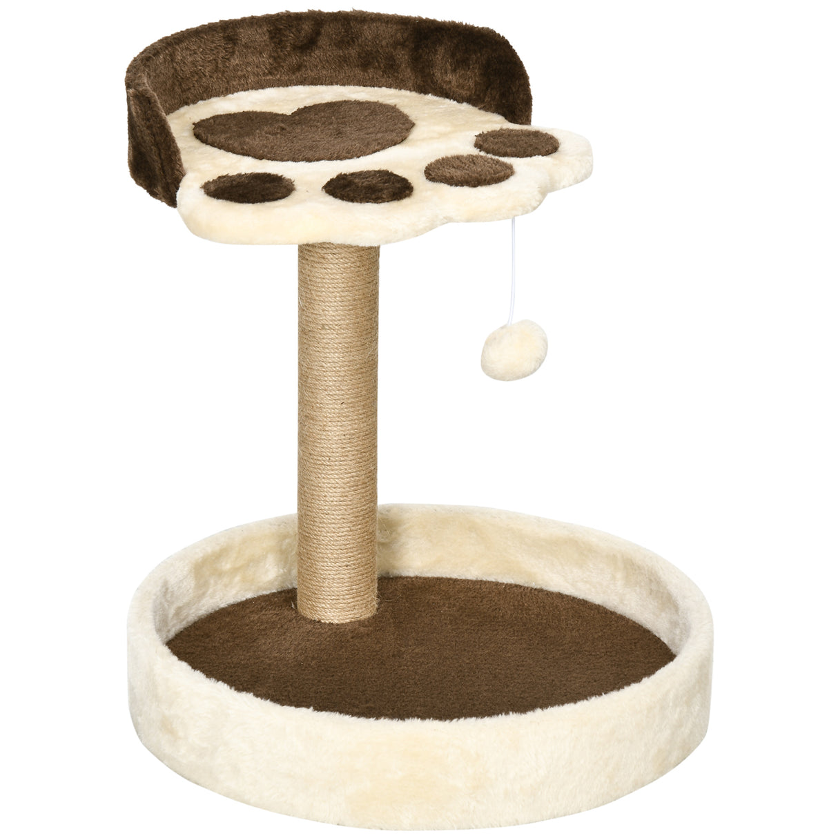 easycomfort tiragraffi per gatti da 5kg max con lettino e pallina da gioco in truciolato peluche e corda di juta 41x41x44 cm
